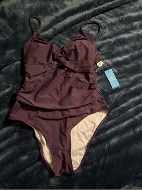 Cupshe NWT One-Piece Swimsuit in Deep Plum size Large